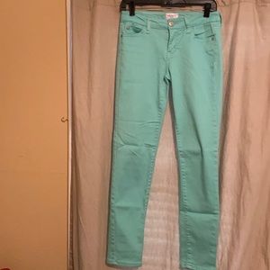 Celebrity pink skinny jeans teal color size 3